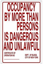 NYC Occupancy Sign (White,Reflective, Aluminium 14X22 -Rust Free)-REF24-1027