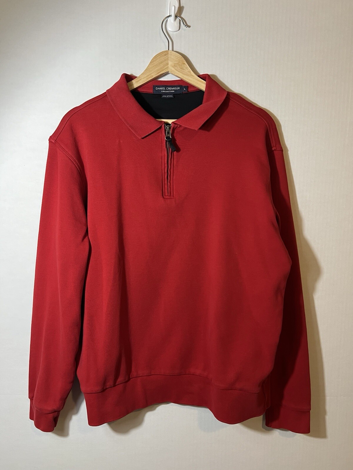 Daniel Cremieux Collection Red Quarter Zip Pullover Long Sleeve Men's L Collar