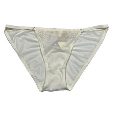 NWT AERIE Bikini Pantie Underwear Sz L Ivory Cream Mesh Lace