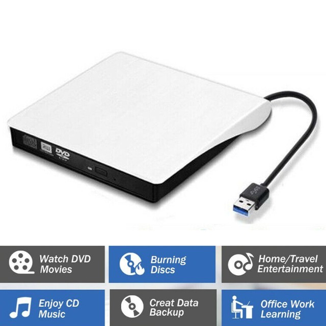 HP External Portable Slim Design CD/DVD RW Write/Read Drive, USB, Black