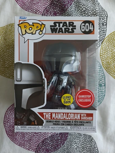 FUNKO POP! STAR WARS THE MANDALORIAN WITH DARKSABER 604 GITD GLOWS DARK GAMESTOP