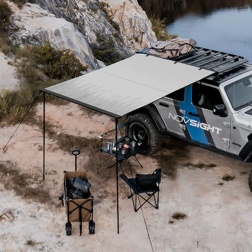 NOVSIGHT Auto Seitenmarkise Dach Ausziehzelt 420D Unterstand Schatten Camping Reise - Bild 12 von 14