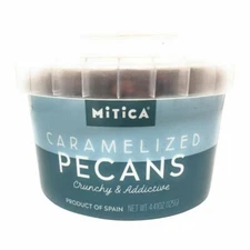 Mitica Caramelized Pecans 4.41. oz Mini-tubs, Case of 12 Tubs