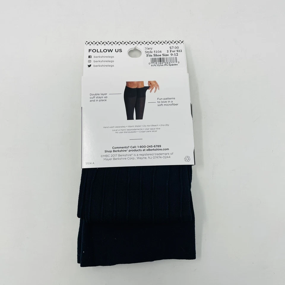 Berkshire Talla Grande 9-12 Cómodo Puño Vertical Rayas Texturizadas Pantalón Calcetines Azul Marino Foto 4 de 4