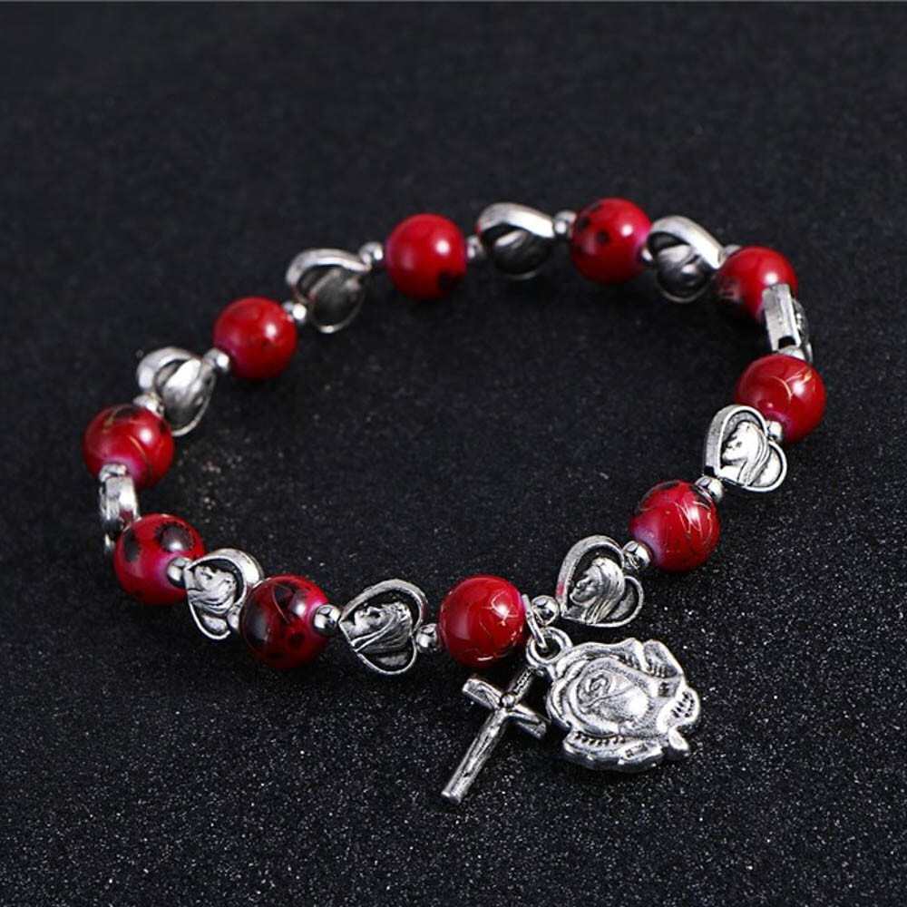 Bracelet Crystal Red Rosary Bracelet Meaning Saint Benedict Mini