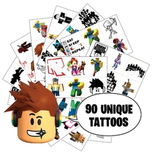 Robox Temporary Tattoos - 90 Tattoos Video Game Party Favors Roblux