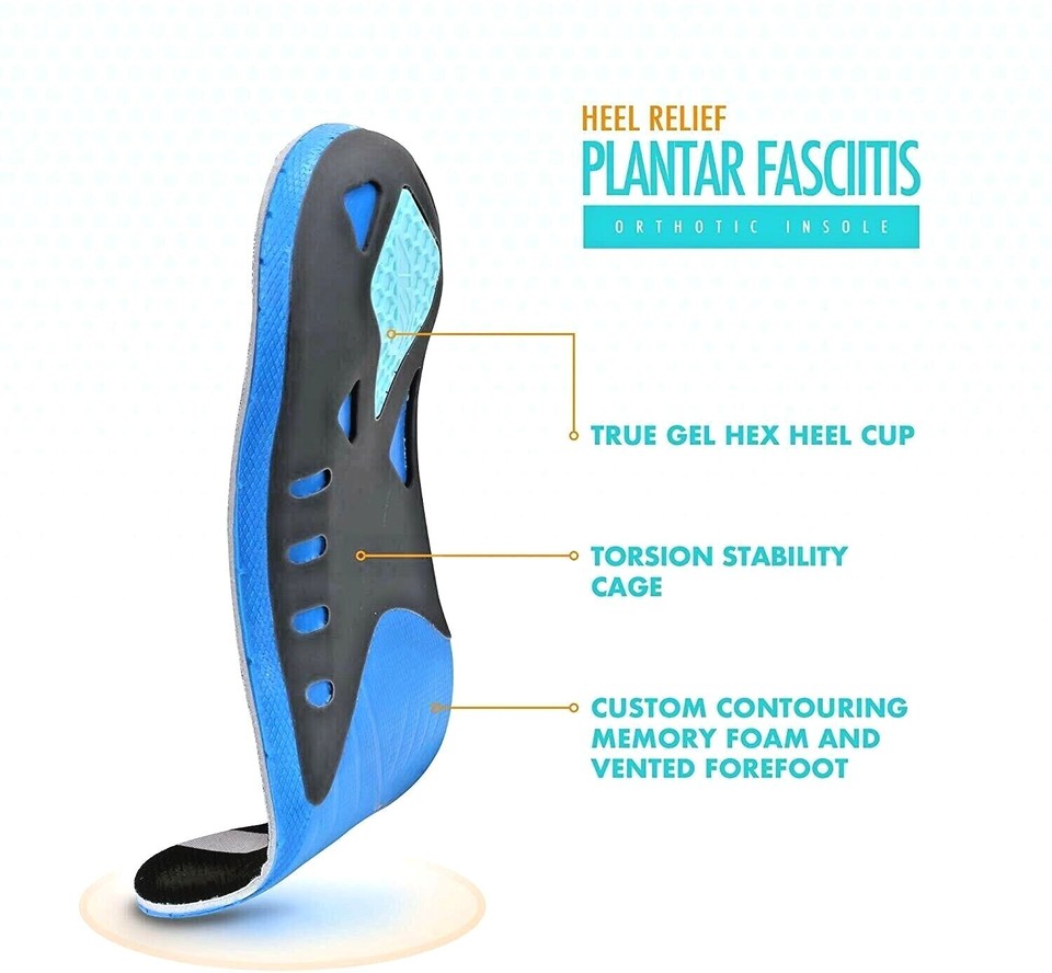 RBX Plantar Fasciitis Orthotic AllDay Relief 3/4 Insoles Men’s Size 8