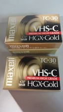 Lot of 3 Maxell HGX-Gold TC-30 VHS-C Video Cassette Tapes FACTORY SEALED BONUS