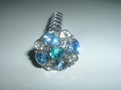 Gorgeous Blue White Rhinestone Bun  Hair Twirl