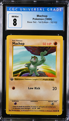 Machop pokemon Base Set - 1st Edition Shadowless #52 NM/Mint Machop pokemon Base Set - 1st Edition Shadowless #52 NM/Mint