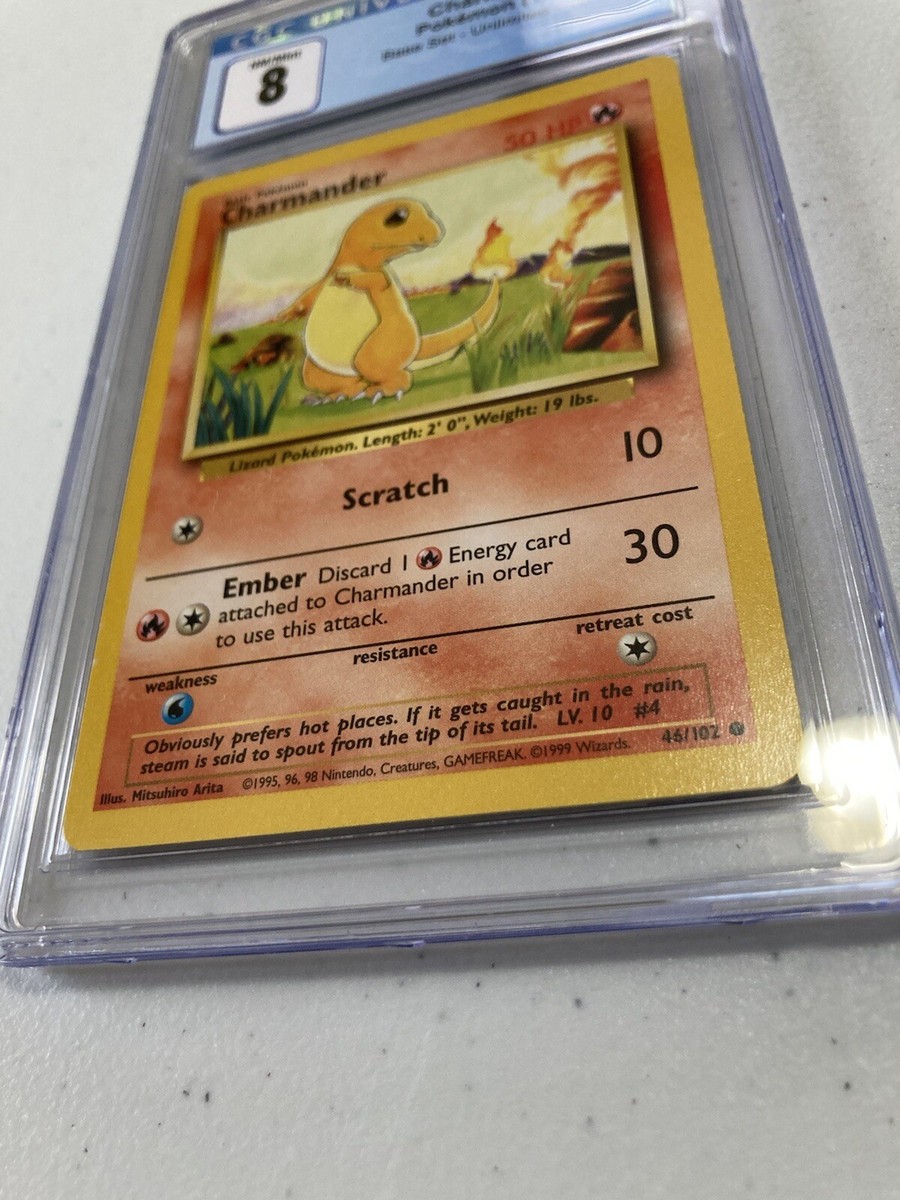 Pokemon TCG Charmander 46/102 Base Set Graded Pokemon Card CGC 8
