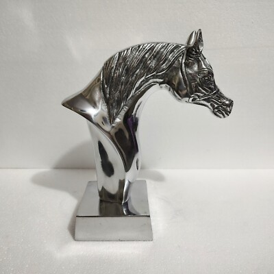 Großer arabischer Pferdekopf aus Metall 12 Zoll Tischplatte Skulptur Statue F...