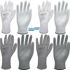 4 Pair Safetyware Flexiplus PU Coated Work Safety Gloves Mechanic Builder Bulk