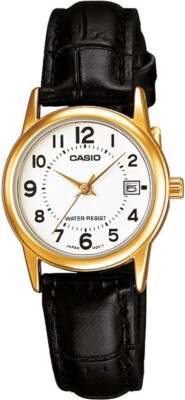 Casio LTP-V002GL-7BUDF DAMEN UHR LEDER SCHWARZ VERGOLDET 26mm UNTERPREIS