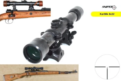 SNIPER WWII Mauser Kar98k K98 98K Rifle Scope with High Mount K98 German Reticle 8x32