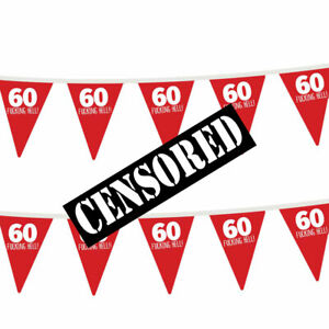 60th Birthday Party Bunting Decorations Props Decs For Men & Women Funny Adult