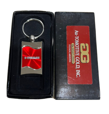 DODGE HEMI Rectangular Wave Key Fob Ring Keychain Red NEW IN BOX