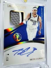 Premium Rare Player 30 Patch Auto 17 Panini Immaculate Seth Curry NBA Autograph