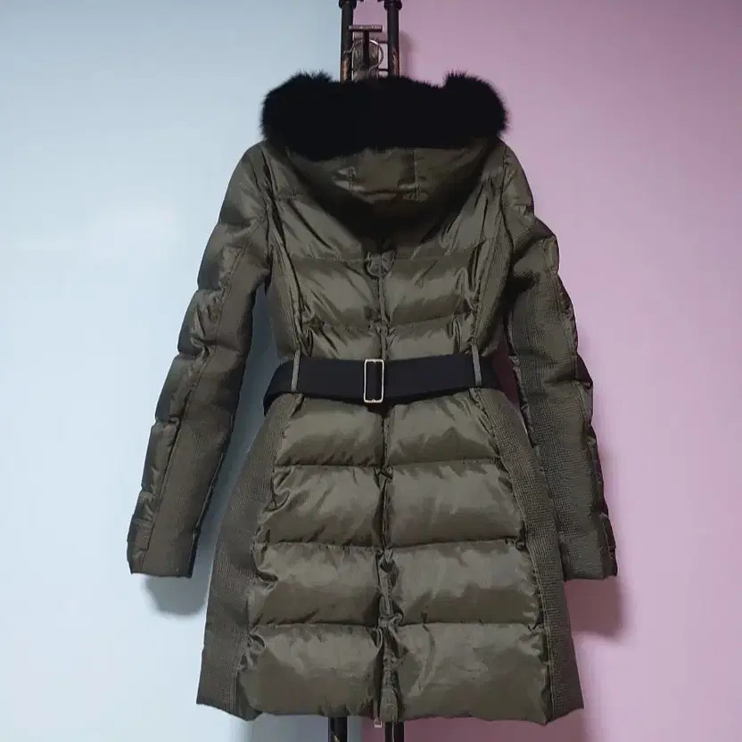 Burberry Khaki Hooded Faux Fur Puffer Coat, Size 36