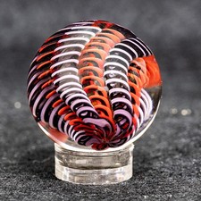 BRYAN TRILLAS Handmade Glass Filigrana Marble 1.0 In UV Blacklight Borosilicate