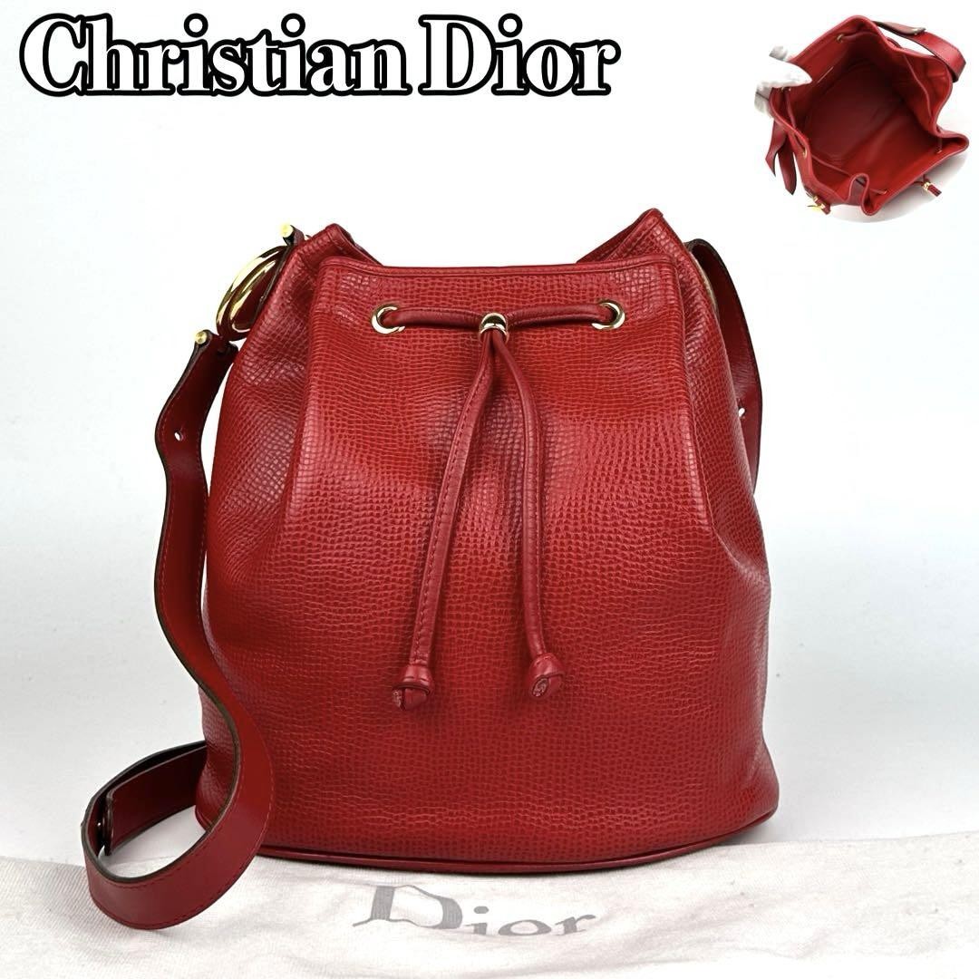 Dior CD Oval Red Leather Shoulder Bag Gold Hardware New