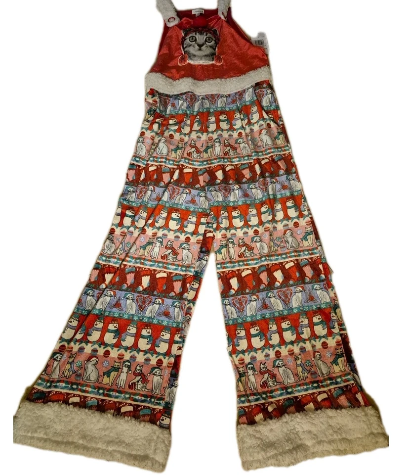 FRED MEYER Sombra de Ojos Feo Navidad Gato Mono Vellón Terciopelo L Etiquetas $70  Foto 3 de 4