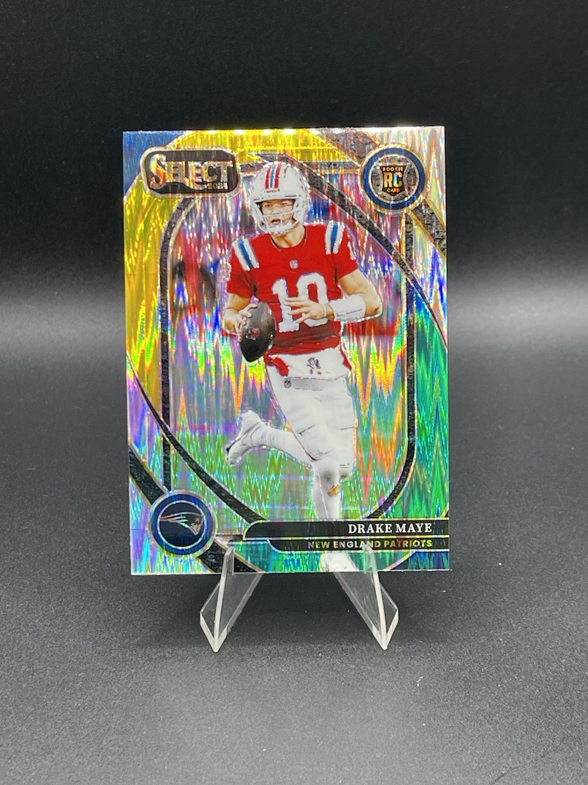 2024 Panini Select NFL Club Level Drake Maye RC #218 Green & Yellow Shock Prizm