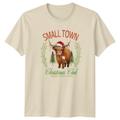 Small Town Christmas Club Highland Cow Holidays Weihnachten Herren Damen Grafik