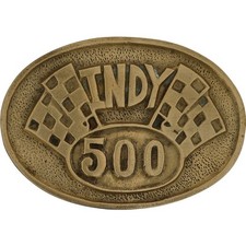 Brass Indianapolis 500 Racing Fan Motor Speedway Indy IMS Race Vtg Belt Buckle