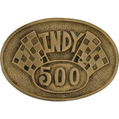 Brass Indianapolis 500 Racing Fan Motor Speedway Indy IMS Race Vtg Belt Buckle