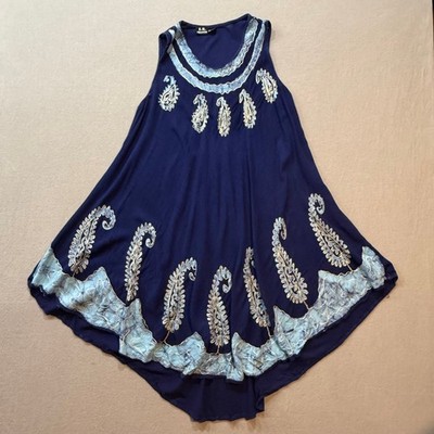 S.R. Fashion Tie Dye Sleeveless Embroidered Sun Dress Free Size