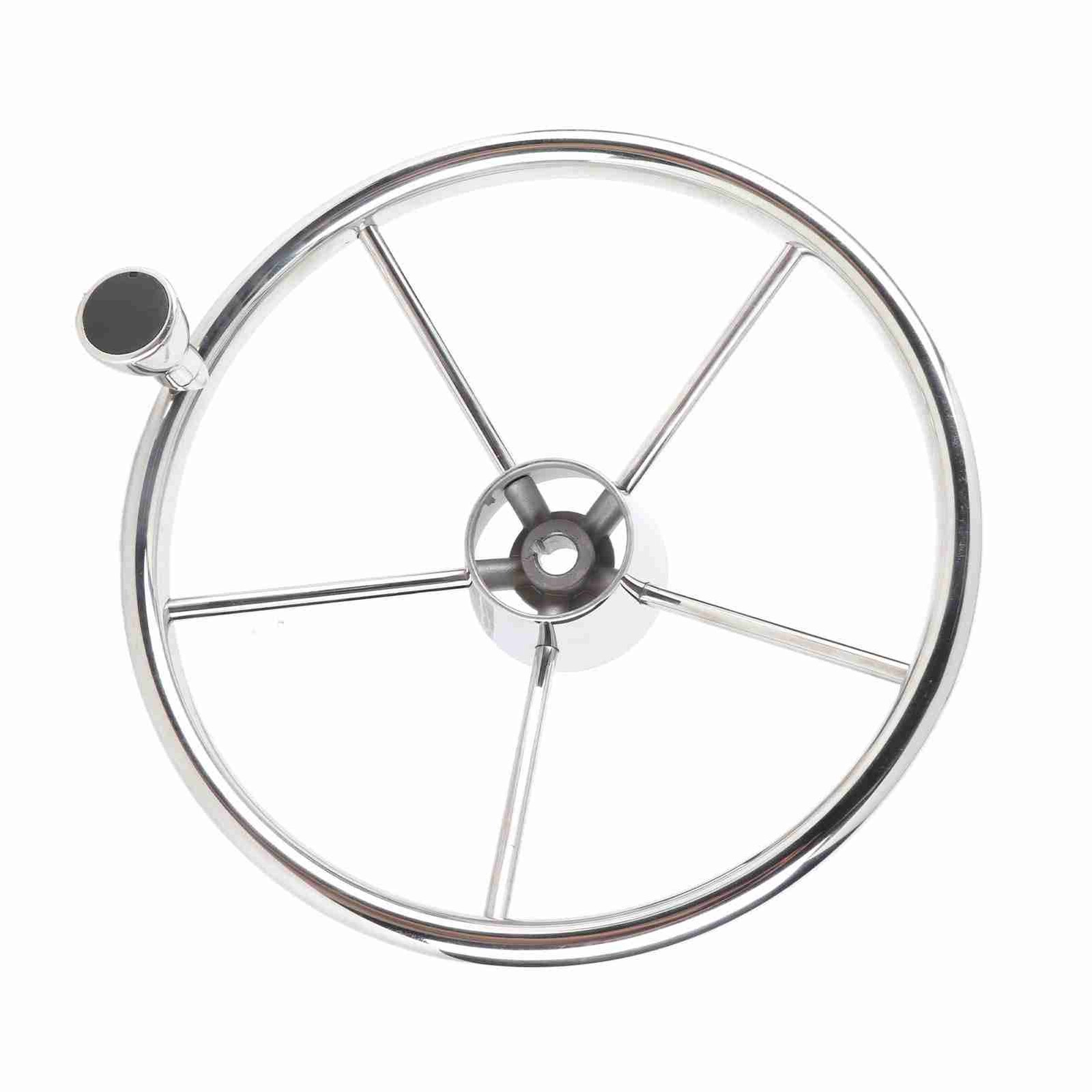 13.5in 5 Spoke Steering Wheel With Knob Stainless Steel Universal Marine Boat Ac