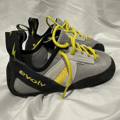 Evolv Defy Rock Climbing Shoes Gray Yellow Men's Size 7.5 Men s New No Box