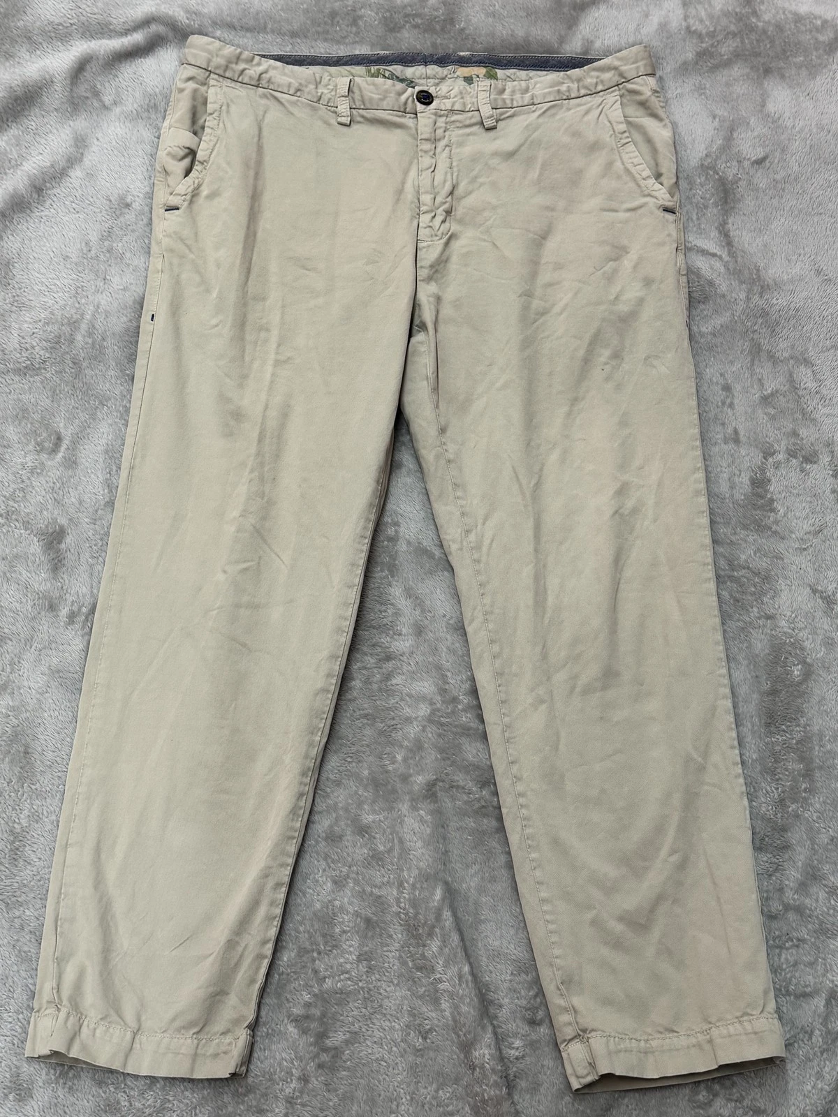 Tommy Bahama Pants Mens 38 Beige Flat Front Casual Dress Chino Cotton Blend