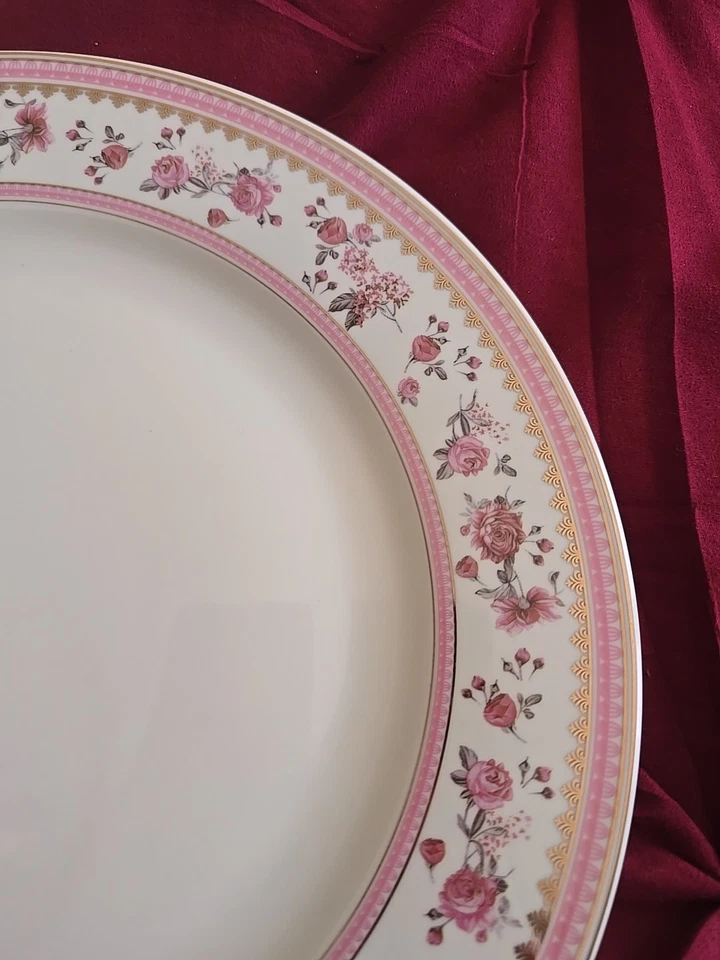 2 hermosos platos de cena Grace's Teaware Petite rosas rosas doradas NUEVO Foto 2 de 4