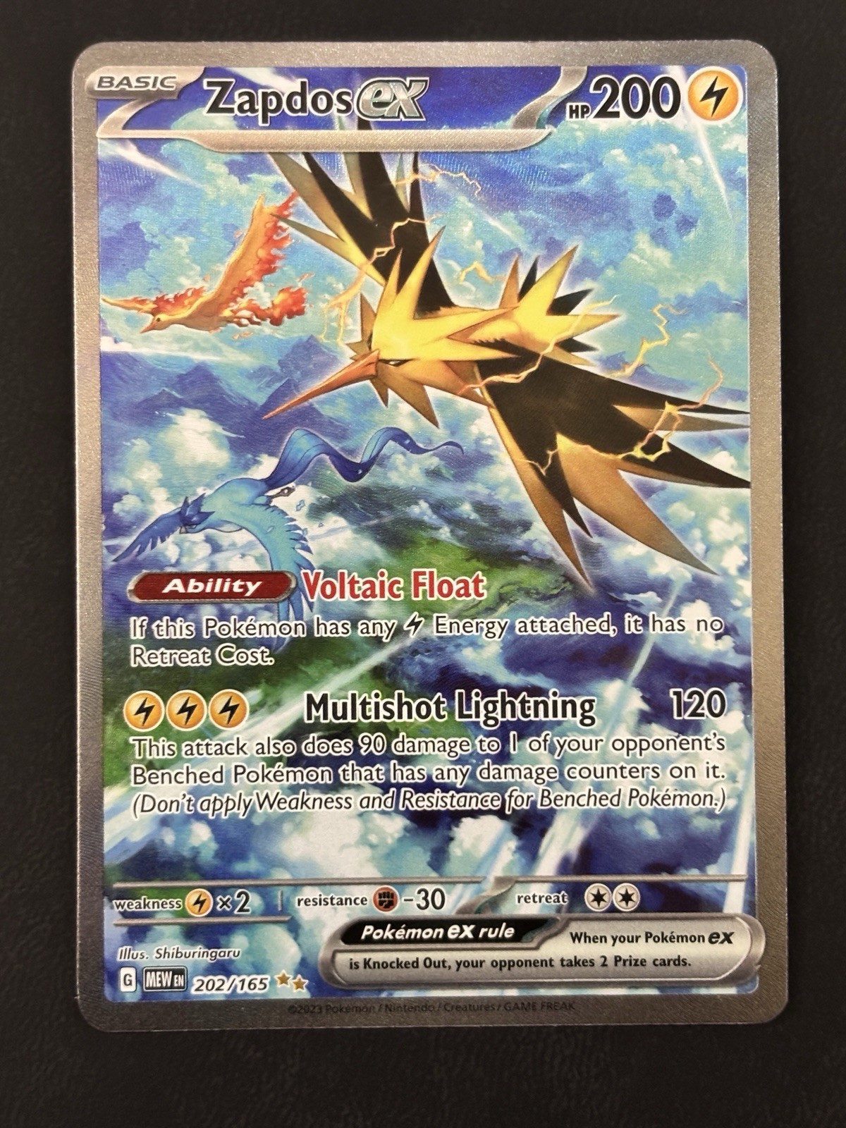 Pokémon TCG - Zapdos EX 202/165 Scarlet & Violet 151 SIR NM Condition
