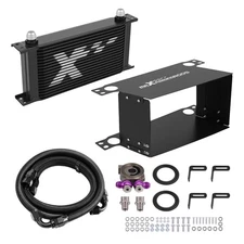 19 Row Oil Cooler Kit 10AN Universal with Air Guide Hoses Filter Adapter Black