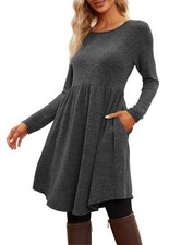 Jar of Love Womens Long Sleeve Mini Sweater Dress Dark Grey Size M