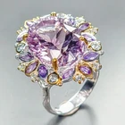 18 ct+ IF Natural Amethyst Ring 925 Sterling Silver Size 8 /R463624