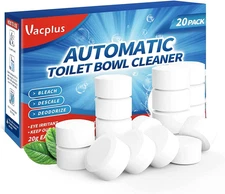 Vacplus Toilet Bowl Cleaner Tablets 20 PACK, Automatic Cleaners with Bleach, Slo