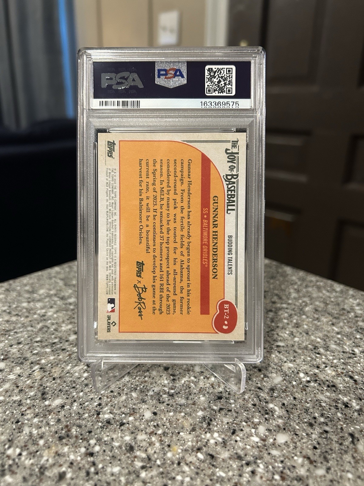 Topps 2023 X Bob Ross Budding Talents Gunnar Henderson BT-2 RC PSA 8 view 2