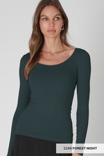 New Buttery Soft Forest Green Nikibiki High Quality Long Sleeve Scoop Neck Top