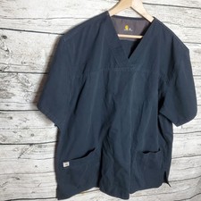 Carhartt Nurse Scrub Top Mens Black Ripstop Cotton Pocket V-Neck Short Sleeve
