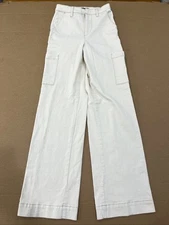 Joe's Jeans Ecru Cargo Wide Leg Denim Pants Brown Specked Ivory Women's 25