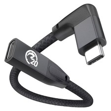 Right Angle USB C Extension Cable 0.6FT, USB-C 3.2 Male to Female Cable BLACK