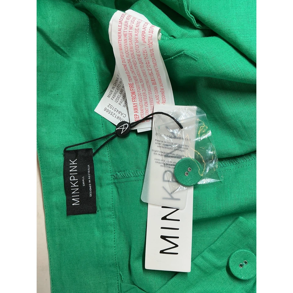 Pantalones Cortos Minkpink 'Virgo' Lino Verde Talla S Foto 4 de 4