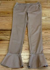 Amazing Chanel Tan Khaki Flare Ruffled Cuffs Jeans/Pants CC" logo button, tag