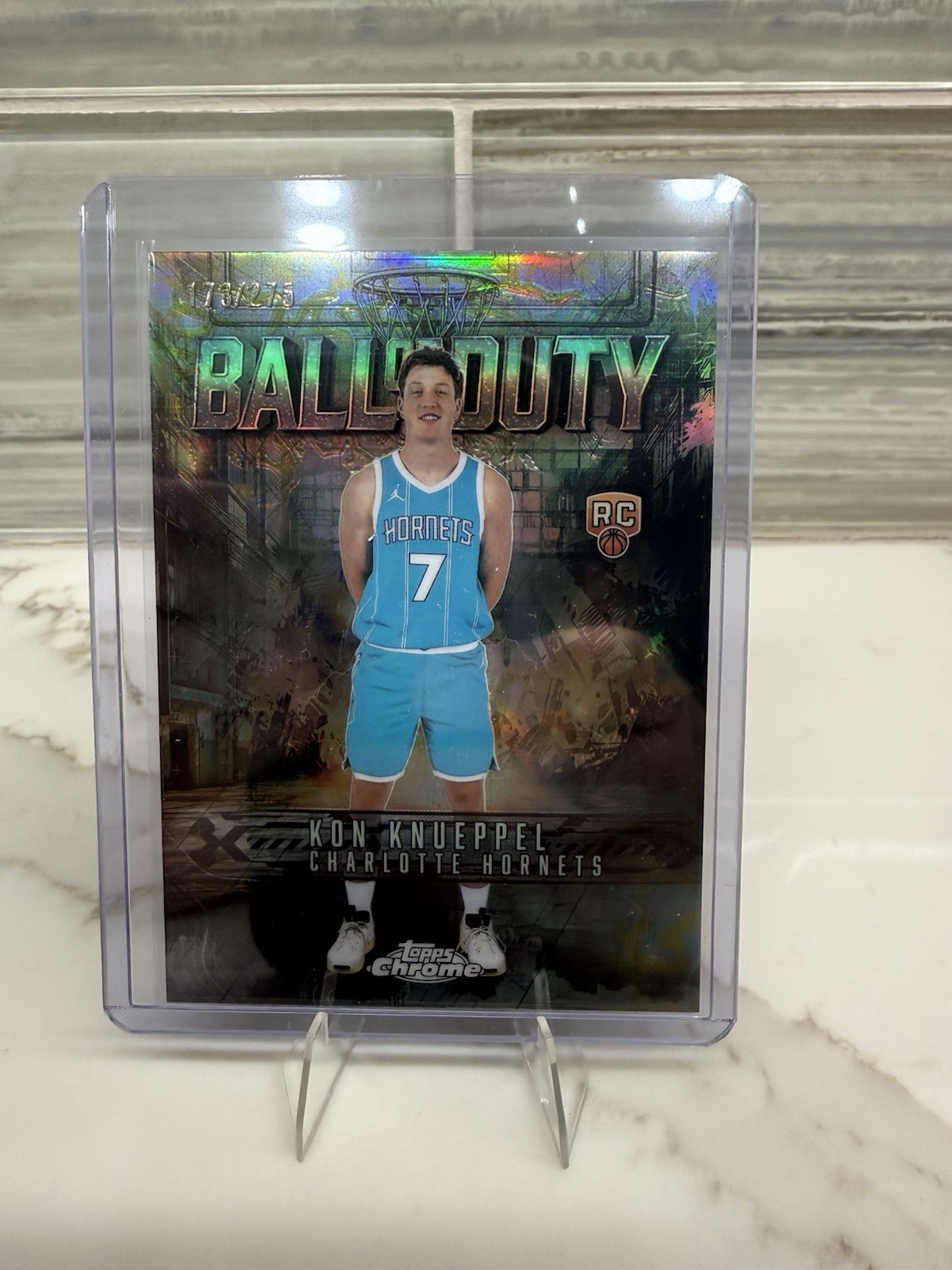 2025-26 Topps Chrome Ball of Duty Kon Knueppel RC Yellow Refractor /275 Hornets