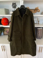 🔥 Drakes Drake's London Donegal Raglan Sleeve Overcoat Wool Tweed Olive 44 XL