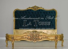 Letto Matrimoniale Selly Luigi XV Impero Barocco oro velluto verde AL1779
